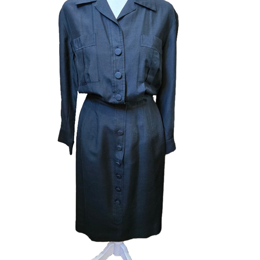 Pure Silk Shahene Honalulu Black Button-Down Dress